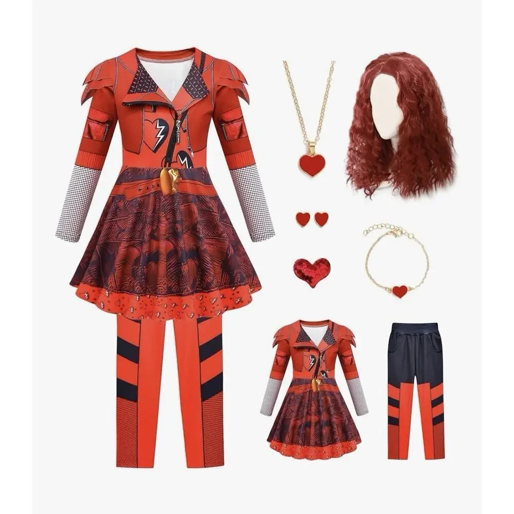 Disney Descendants 4 The Rise Of Red Costume with WIG Youth Medium 8 9 - Picture 1 of 6